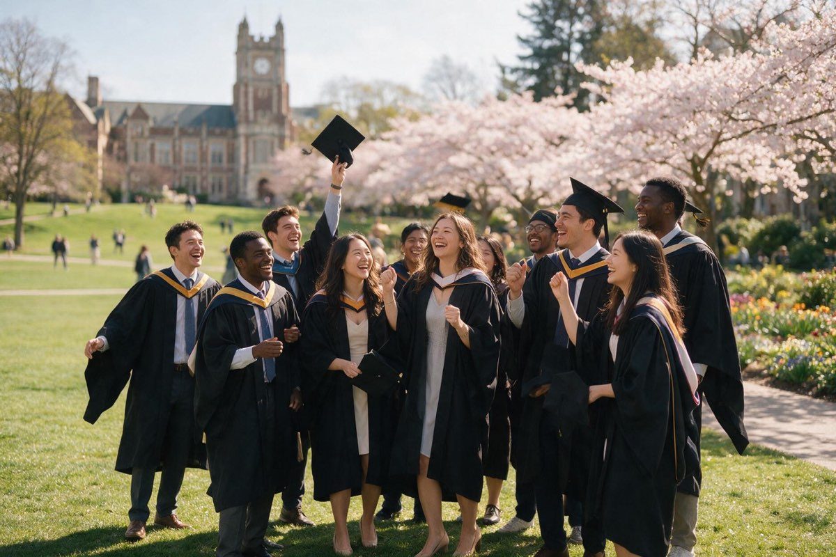 International students celebrating graduation